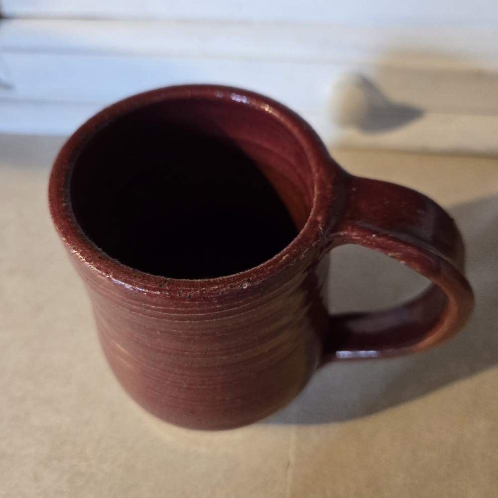 Handmade Red Swirled Speckled Stoneware Mug 8 Ounces - Picture 2 of 4